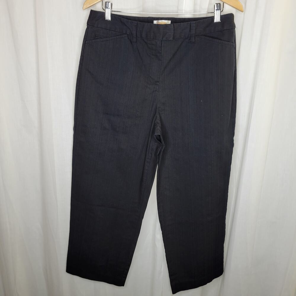 Talbots Black Textured Stripe Capri Pants, 14